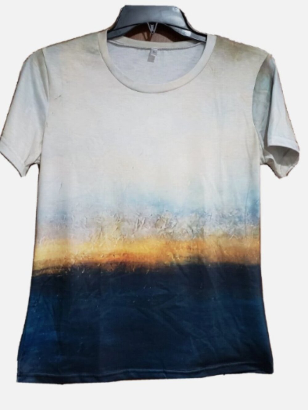 Lightinthebox Color Block Short Sleeve Women's Tee Sea Gulls Sea Shore ~ L 38"